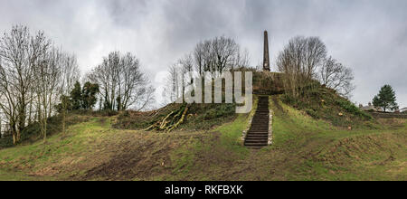 Die ursprüngliche Kendal Castle - eine Motte und Baily Schloss, die nach der normannischen Eroberung gebaut wurde, entweder in 1087 AD von Ivo Taillebois (eine normannische Noble), Stockfoto