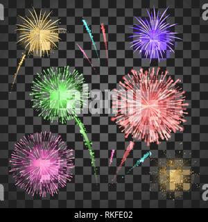 Festival Feuerwerk. Vector Illustration isoliert auf transparentem Hintergrund Stock Vektor