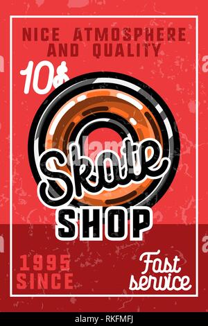 Farbe vintage Skate shop Banner. Skate themed Design Elemente für Ihr Projekt. Vektor. Stock Vektor