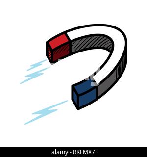 Farbe Skizze eines Magneten auf weißem Hintergrund. Vector Illustration, EPS 10. Stock Vektor