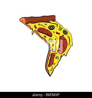 Farbe Skizze Stück Pizza. Italienisches Produkt. Vector Illustration, EPS 10. Stock Vektor
