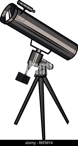 Hand Farbskizze Teleskop Symbol gezeichnet. Vector Illustration, EPS 10. Stock Vektor