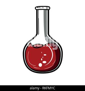 Bunte Skizze der Reagenzglas auf weißem Hintergrund. Hand gezeichnet. Vector Illustration, EPS 10. Stock Vektor