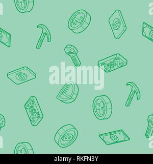 Blockchain Umrisse isometrische Muster. Cryptocurrency Thema. Vector Illustration EPS 10. Stock Vektor