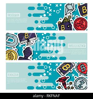 Horizontale Banner über cryptocurrency. Vector Illustration EPS 10. Stock Vektor