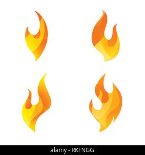 Brand logo Icon Set von vier. Konzeptionelle Flamme Symbole Stock Vektor