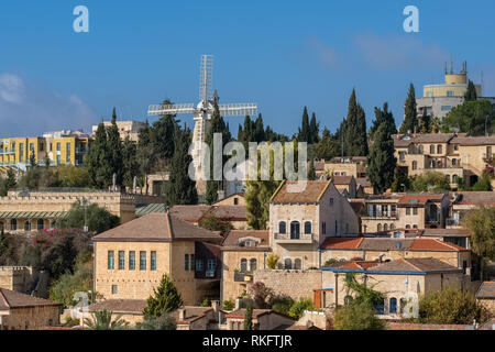 Blick auf Viertel Yemin Moshe in Jerusalem, Israel Stockfoto