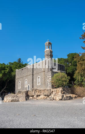 Kirche des Primats des Petrus an der Küste von Kineret See in Israel Stockfoto