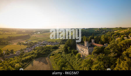 Luftaufnahme, Sainte Croix du Mont, Gironde, Nouvelle Aquitaine, Frankreich Stockfoto