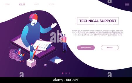 Technischer Support - bunte isometrische Vektor Web Banner Stock Vektor