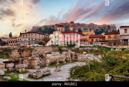 Athen mit Akropolis bei Sonnenaufgang, Griechenland Stockfoto