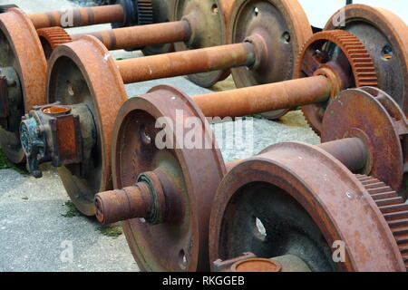 Eisenbahnräder Stockfoto