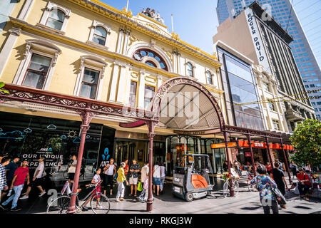 3. Januar 2019, Melbourne, Australien: Royal Arcade Gebäude Eingang und Fassade Blick an der Bourke Street in Melbourne, Australien Stockfoto