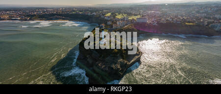 Luftaufnahme Leuchtturm in Biarritz, Baskenland, Pyrenäen Atlantique, Frankreich Stockfoto