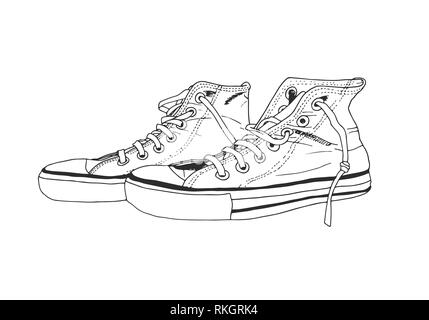 Hand hipster sneakers Vector Illustration gezeichnet Stock Vektor