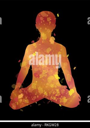 Silhouette des Menschen Yoga, Lotussitz padmasana, Vektor, Abbildung Stock Vektor