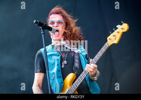 Schweden, Solvesborg - Juni 07., 2018. Der englische Sänger und Bassist Glenn Hughes führt ein Live Konzert während der schwedischen Musik Festival Sweden Rock Festival 2018. (Foto: Gonzales Foto - Terje Dokken). Stockfoto