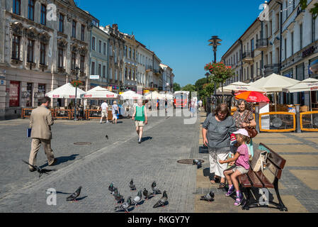 Nur für Fußgänger Abschnitt der Krakowskie Przedmiescie Street in der Nähe der Altstadt von Lublin, Malopolska aka Region Kleinpolen, Polen Stockfoto