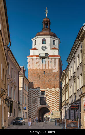 Krakauer Tor oder Brama Krakowska, 14. Jahrhundert, in der Altstadt in Lublin, Malopolska aka Region Kleinpolen, Polen Stockfoto