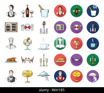 Alkohol, Flasche, Bug, Schüssel, Schaufel, Kerze, Cartoon, flach, Bargeld, Champagner, Koch, Huhn, cloche, Kaffee, Sammlung, Sahne, Schale, Abendessen, Essen, Glas, goldene, Hand, Besitz, Eis, Icon, Illustration, Institution, Mittagessen, Menü, Party, Zeitvertreib, Erhalt, Erholung, vorbehalten, Restaurant, geröstet, Romantik, Service, Satz, Zeichen, Snack, Symbol, Tisch, Riegel, Schale, Vase, Vector, Kellner, Kellner, Kellnerin, Wein Vektor Vektoren, Stock Vektor