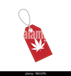 Vector Illustration, flache Bauform. Cannabis, Marihuana Blatt Symbol shopping Label Stock Vektor