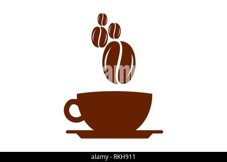 Kaffee trinken Cup logo Symbol coffee bean Vektor Konzept flache Bauweise Stockfoto