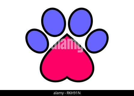 Hund Fuß abstrakte Liebe Haustiere logo Symbol vektor Konzept flache Bauweise Stockfoto