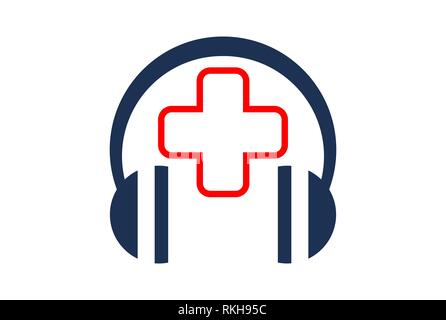 Kopfhörer Klinik Musik logo Symbol vektor Konzept flache Bauweise Stockfoto