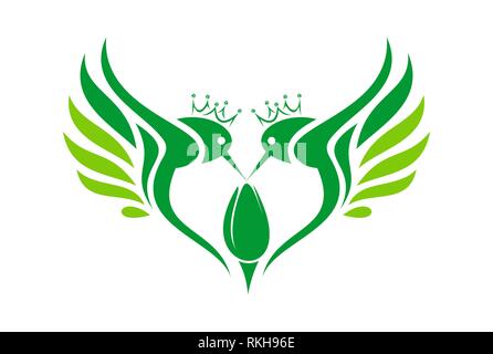 Kolibris König abstrakte Liebe Symbol logo Vektor Konzept flache Bauweise Stockfoto