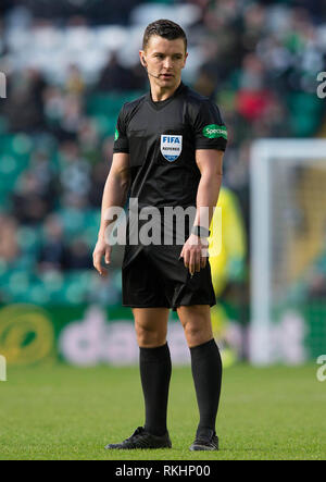 Schiedsrichter Nick Walsh während des fünften Spiels des William Hill Scottish Cups im Celtic Park, Glasgow. DRÜCKEN SIE VERBANDSFOTO. Bilddatum: Sonntag, 10. Februar 2019. Siehe PA Geschichte Fußball Celtic. Bildnachweis sollte lauten: Jeff Holmes/PA Wire. NUR FÜR REDAKTIONELLE ZWECKE Stockfoto