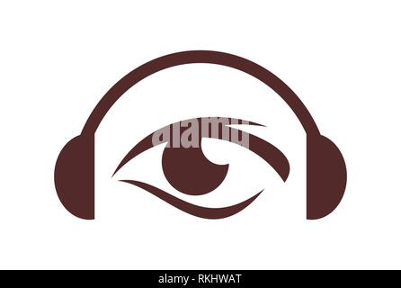 Logo-Symbol für Kopfhörer-Eye-Konzept Stock Vektor