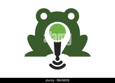 Frog Mikrofon singen Karaoke-Logo-Symbol Stock Vektor