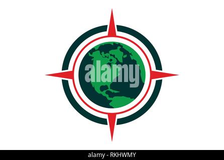 logo-Symbol für eart Kompass Globus Stock Vektor