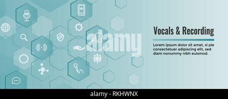 Vocal/Aufnahme Befehl Symbol mit Sound Wave Bilder Web header Banner Stock Vektor
