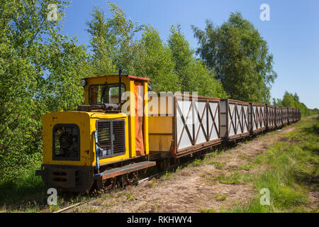 Torf Zug am Totes Moor/Tote Moor, Moor in der Nähe von Neustadt am Rübenberge - Landkreis Hannover, Niedersachsen/Niedersachsen, Deutschland Stockfoto