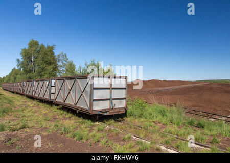 Torf Zug am Totes Moor/Tote Moor, Moor in der Nähe von Neustadt am Rübenberge - Landkreis Hannover, Niedersachsen/Niedersachsen, Deutschland Stockfoto