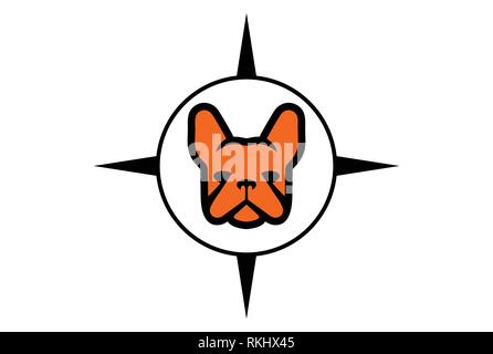 Symbolvektor für das Hundekompass-Logo Stock Vektor