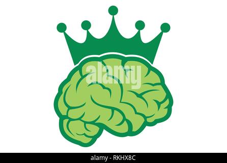 Brain King abstraktes grünes Logo-Symbol Stock Vektor