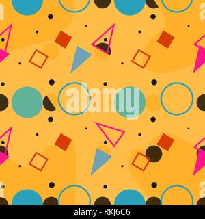 Memphis Hintergrund. Trendy Hintergrund mit unterschiedlichen Farbe Zahlen für mobile Anwendung oder Karte. Abstrakte Memphis Hintergrund mit geometrischen Bunte Stock Vektor