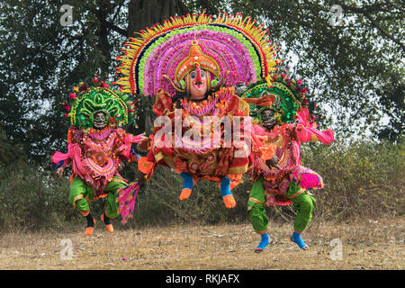 Das Bild der Chhau Tänzerin im purulia Village, West Bengal, Indien Stockfoto