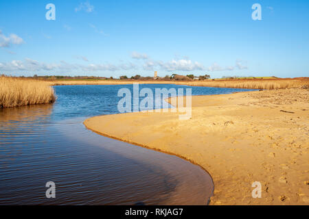 Blick auf covehithe und benacre Breite an der Küste von Suffolk Stockfoto