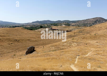 Späten byzantinischen Festung Mauern, die die Westseite der Stadt Tripolis auf der Mäander, Yenicekent, Türkei grenzt. Stockfoto