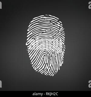 Weiße Fingerabdruck Symbol auf modernen schwarzen Hintergrund. Vector Illustration Stock Vektor