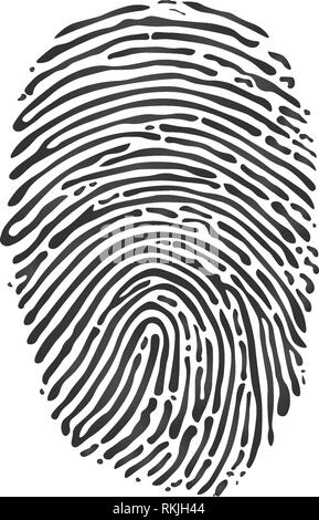 Schwarz Fingerabdruck Symbol auf weißem Hintergrund. Vector Illustration Stock Vektor