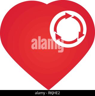 Herz mit drei Pfeilen im Kreis. recycle Herz. Vector Illustration auf weißem Hintergrund Stock Vektor