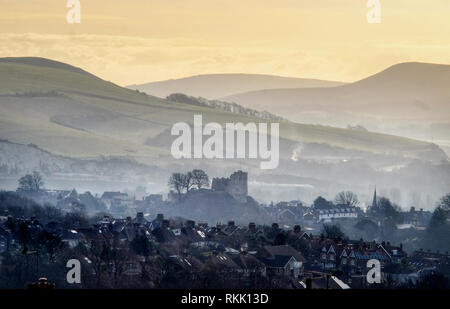 Historische Lewes Castle im Herzen des Nationalparks South Downs, East Sussex, Großbritannien Stockfoto