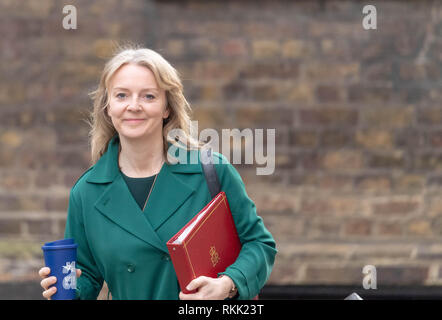 London am 12. Februar 2019, Liz Truss kommt an einer Kabinettssitzung am 10 Downing Street, London Credit Ian Davidson/Alamy leben Nachrichten Stockfoto