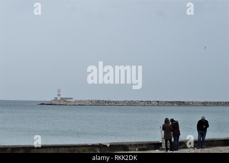 Aydin, Türkei. Jan, 2019 21. Menschen Fisch weiter zum Ufer. Credit: Altan Gochre | Verwendung weltweit/dpa/Alamy leben Nachrichten Stockfoto