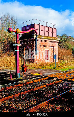 Wasserturm, Bahnhof, Appleby Appleby in Westmorland, Cumbria, England Stockfoto