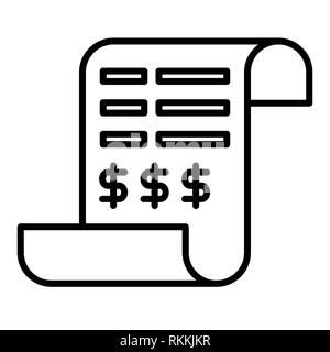 Bill Symbol, Vector Illustration, Finanzen Überblick Stockfoto